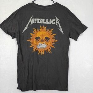 H&M Divided Metallica Graphic T-Shirt Black Flaming Skull Distressed Mens Small